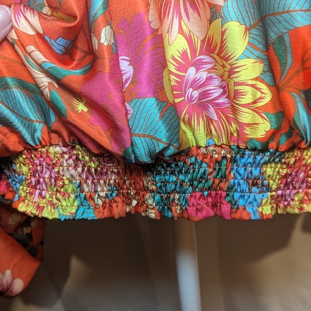 Umgee Red Floral V-Neck Blouse - Picture 3 of 12